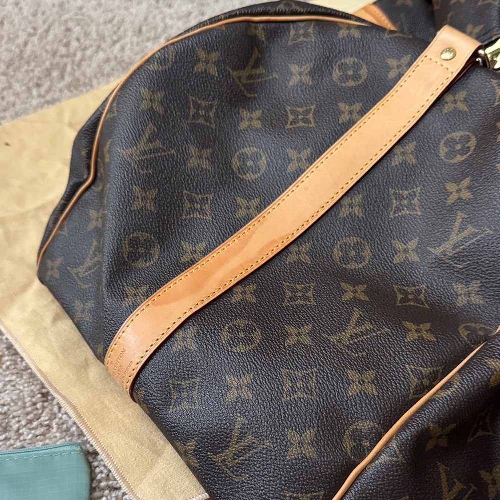 Louis Vuitton Brown Monogram Canvas 55 Duffel with Tan Leather Trim - Picture 16 of 16